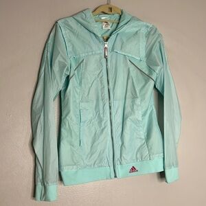 Adidas windbreaker women’s running jacket seafoam blue small women’s